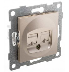 Ugra Розетка компьютерная и телефонная  (RJ45, RJ12), СУ, шампань  С11КТ-027  GUSI Electric