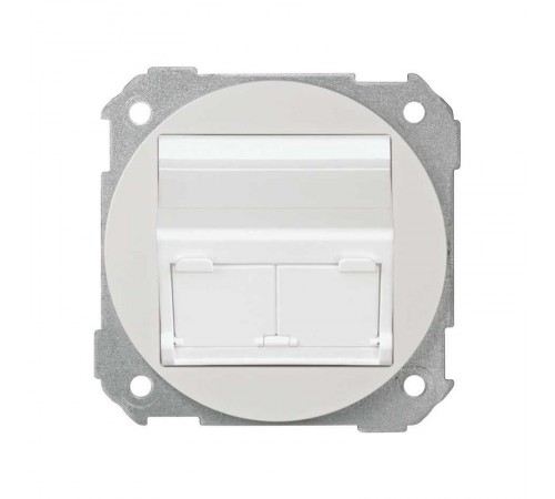 Розетка наклонная для передачи данных со шторкой на 2 разъема RJ45 белого цвета S88  88086-30  Simon