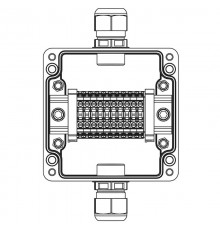 Взрывозащищенная клеммная коробка из полиэстера TBE-P-03-(10xCBC.4)-1xPACMP(A)-1xPACMP(C)1Ex e IIC Т5 Gb / Ex tb IIIC T95°C Db IP66  1231.031.22.1225