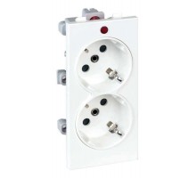 Simon Connect Розетка с/з 2x2P+E, сдвоенная, S-модуль, с индикат.налич.напряжения,16А, 250В, белый  S1-9  Simon