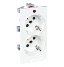 Simon Connect Розетка с/з 2x2P+E, сдвоенная, S-модуль, с индикат.налич.напряжения,16А, 250В, белый  S1-9  Simon