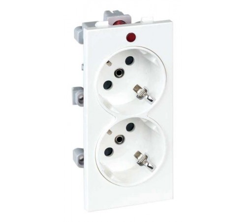 Simon Connect Розетка с/з 2x2P+E, сдвоенная, S-модуль, с индикат.налич.напряжения,16А, 250В, белый  S1-9  Simon