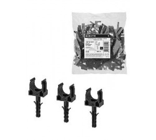 Крепеж-клипса для трубы 16 мм с дюбелем (100 шт.) черная   SQ0405-0191  TDM
