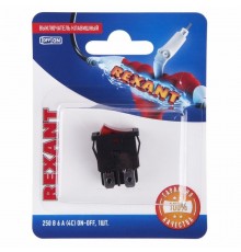 Выключатель клавишный 250V 6А (4с) ON-OFF красный с подсветкой Mini (RWB-207, SC-768) (в упак. 1шт.)  06-0300-A  REXANT