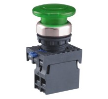 Кнопка управления "Грибок" 40мм (2) с самовозвратом NP8-10MD/1 1НО зеленая AC110В-220В(LED) IP65 (R  667282  CHINT