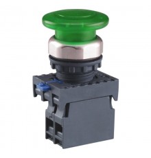 Кнопка управления "Грибок" 40мм (2) с самовозвратом NP8-10MD/1 1НО зеленая AC110В-220В(LED) IP65 (R  667282  CHINT