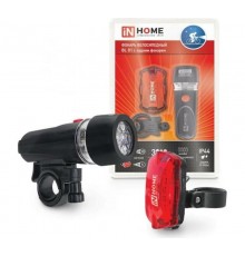 Фонарь велосипедный BL 01 5LED с задним фонарем 4AAA 3 режима с кронштейном ЧЕРНЫЙ  4690612035192  IN HOME