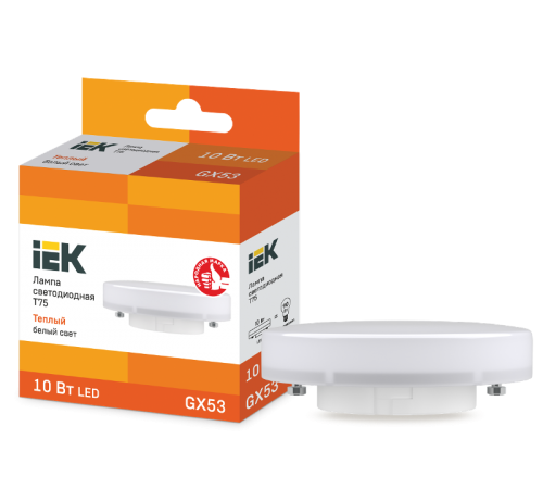 Лампа светодиодная LED 10Вт GX53 220В 3000К T75 таблетка  LLE-T80-10-230-30-GX53  IEK