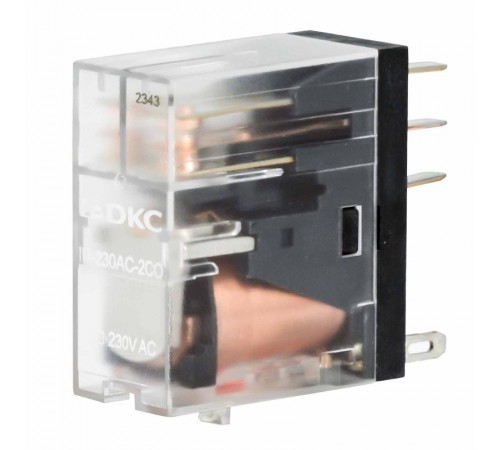 Одиночное реле, 2 перекидных контакта, 230 В AC  IR-230AC-2CO  DKC