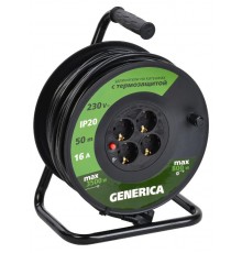 Катушка УК50 с т/з 4 места 2P+PE/50м 3х1,5мм2  WKP20-16-04-50-G  GENERICA