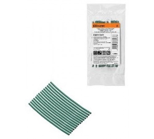 Набор трубок термоусаживаемых, не поддерживающих горение, клеевых, длиной 10 см ТТкНГ(3:1) "Моноцвет, зелёный 1,5/0,6 "  SQ0548-2601  TDM