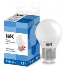 Лампа светодиодная LED 9Вт 230В 6500К E27 шар  LLE-G45-9-230-65-E27  IEK