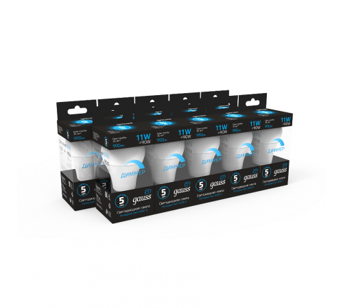 Лампа светодиодная A60 11W 990lm 6500К E27 диммируемая  102502311-D  Gauss
