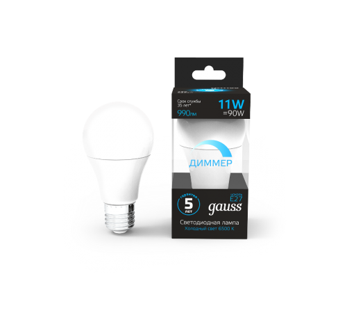 Лампа светодиодная A60 11W 990lm 6500К E27 диммируемая  102502311-D  Gauss