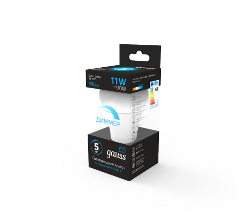 Лампа светодиодная A60 11W 990lm 6500К E27 диммируемая  102502311-D  Gauss