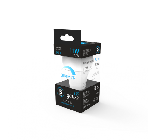 Лампа светодиодная A60 11W 990lm 6500К E27 диммируемая  102502311-D  Gauss