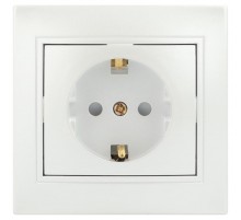 Розетка Intro Plano 1-206-06 с заземлением 2P+E Schuko со шторками, 16А-250В, IP20, СУ, перламутр  Б0053929  Intro