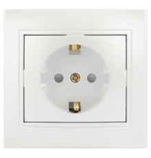 Розетка Intro Plano 1-206-06 с заземлением 2P+E Schuko со шторками, 16А-250В, IP20, СУ, перламутр  Б0053929  Intro