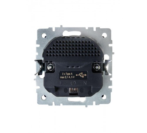 BRITE Розетка с заземлением со шторками 16А с USB A+A 3,1А РЮш10-2-БрШ шампань  BR-R14-16-U21-D31-K37  IEK