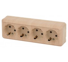 2-208-11 Розетка 4х2P+E, 16А-250В, IP20, ОУ, Quadro, сосна  Б0051135  Intro