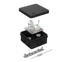 Коробка огнестойкая для о/п 40-0210-FR1.5-4-П Е15-Е120 с термопредохранителем RAL9005 80х80х40 черная  40-0210-9005-FR1.5-4-П  Промрукав