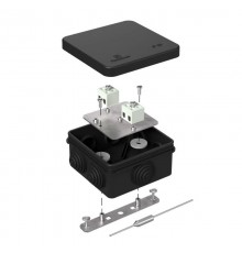 Коробка огнестойкая для о/п 40-0210-FR1.5-4-П Е15-Е120 с термопредохранителем RAL9005 80х80х40 черная  40-0210-9005-FR1.5-4-П  Промрукав