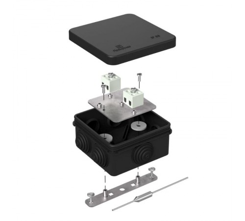 Коробка огнестойкая для о/п 40-0210-FR1.5-4-П Е15-Е120 с термопредохранителем RAL9005 80х80х40 черная  40-0210-9005-FR1.5-4-П  Промрукав