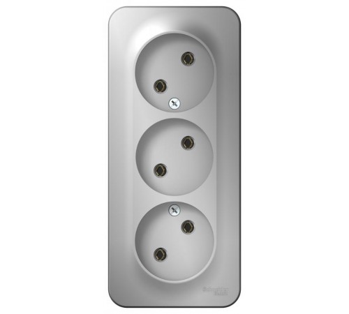 Blanca Алюминий О/У с изолирующей пластиной Розетка 3-ая без заземления без шторок 16А, 250В  BLNRA000313  SE