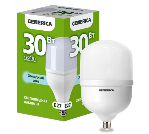 Лампа светодиодная HP 30Вт 230В 6500К E27   LL-HP-30-230-65-E27-G  GENERICA