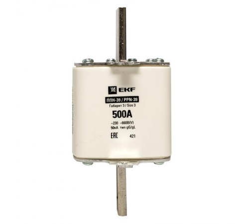 Плавкая вставка ППН-39 630/500А габарит 3  fus-39/630/500  EKF