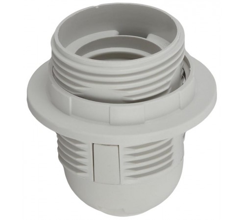 Патрон Е27 с кольцом, пластик, белый (x50)  Б0043748  ЭРА