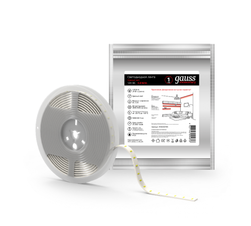 Лента светодиодная Elementary 2835/60-SMD 4.8W 12V DC красный IP20 (ZIP Bag 5м)  355000705  Gauss