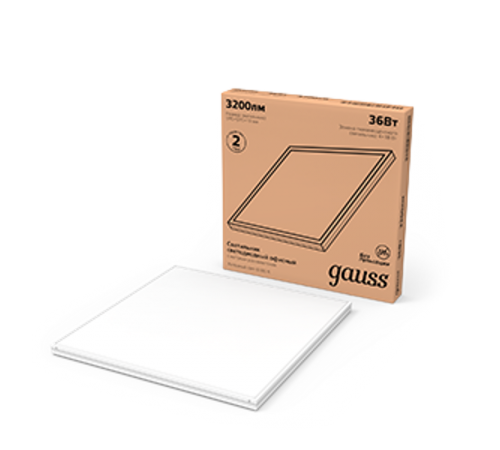 Светильник светодиодный офисный 36W 3150lm 6500K IP20 595*595*19мм матовый LED 1/4  842123340  Gauss