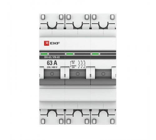 Выключатель нагрузки модульный ВН-63, 3P 63А EKF PROxima  SL63-3-63-pro  EKF (замена - S63363)