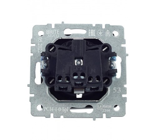 BRITE Розетка с заземлением со шторками 16А РС14-1-0-БрГ графит  BR-R14-16-K53  IEK