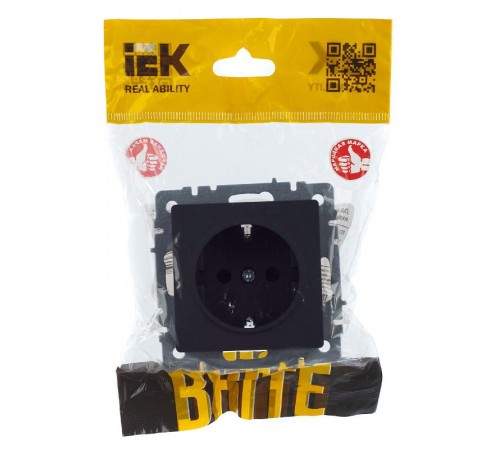 BRITE Розетка с заземлением со шторками 16А РС14-1-0-БрГ графит  BR-R14-16-K53  IEK