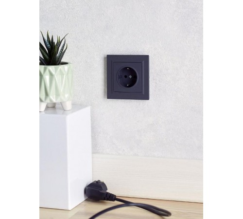 BRITE Розетка с заземлением со шторками 16А РС14-1-0-БрГ графит  BR-R14-16-K53  IEK