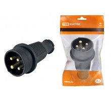 Вилка прямая каучук 3Р+РЕ 32А 380В IP44  SQ0612-0006  TDM