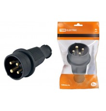 Вилка прямая каучук 3Р+РЕ 32А 380В IP44  SQ0612-0006  TDM