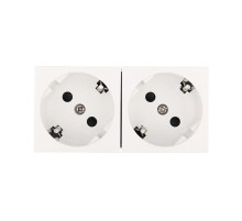 Розетка двойная с заземляющими контактами, с защитными шторками, 16 А, 250 В, под углом 45 градусов (белый) LK45  851704  Ecoplast