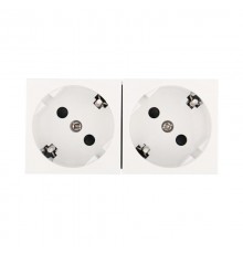 Розетка двойная с заземляющими контактами, с защитными шторками, 16 А, 250 В, под углом 45 градусов (белый) LK45  851704  Ecoplast