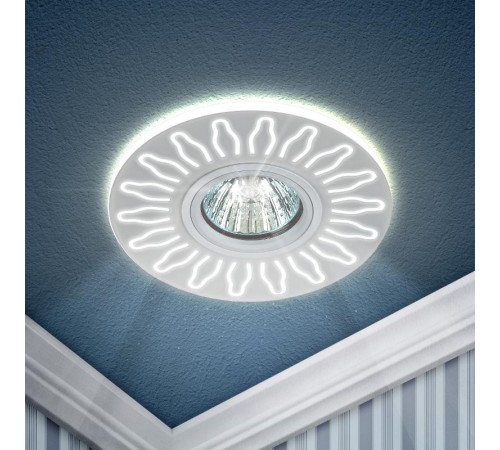 Светильник точечный встраиваемый DK LD31 WH декор cо светодиодной подсветкой MR16, 220V, max 11W, белый  Б0036500  ЭРА