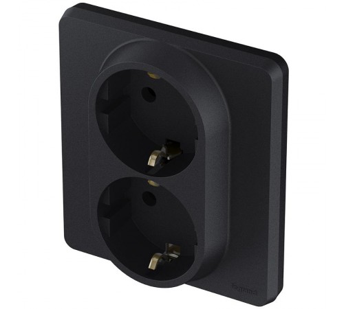 Inspiria Антрацит Розетка 2-ая с заземлением С/У 16А с рамкой  673753  Legrand