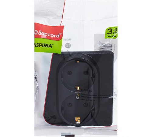 Inspiria Антрацит Розетка 2-ая с заземлением С/У 16А с рамкой  673753  Legrand