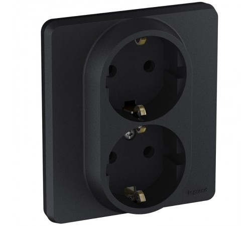 Inspiria Антрацит Розетка 2-ая с заземлением С/У 16А с рамкой  673753  Legrand