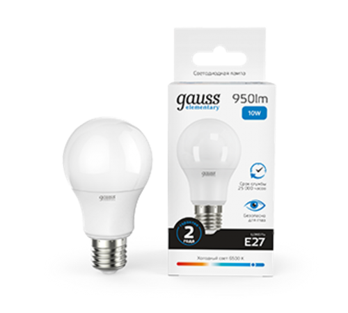Лампа светодиодная LED 10Вт E27 220В 6500К Elementary A60  23230  Gauss