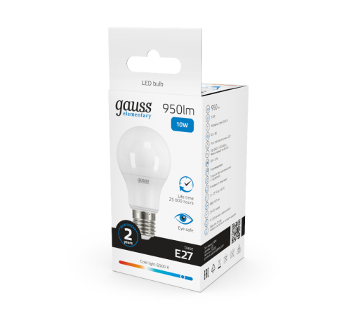 Лампа светодиодная LED 10Вт E27 220В 6500К Elementary A60  23230  Gauss