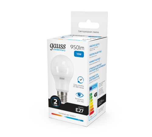 Лампа светодиодная LED 10Вт E27 220В 6500К Elementary A60  23230  Gauss