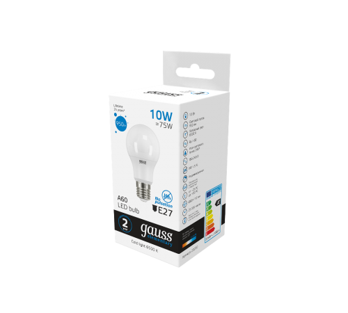 Лампа светодиодная LED 10Вт E27 220В 6500К Elementary A60  23230  Gauss