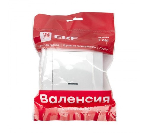 Валенсия выключатель 1-кл. 10А белый с индикатором EKF PROxima   EWV10-121-10   EKF
